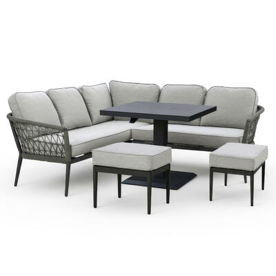 Monaco Square Corner Dining Set with Rising Table - Ivy Green