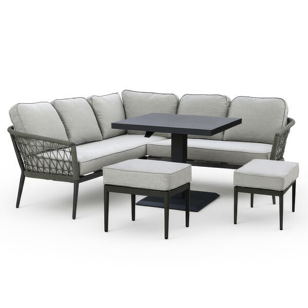 Monaco Square Corner Dining Set with Rising Table - Ivy Green