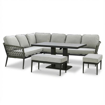 Monaco Rectangular Corner Dining Set with Rising Table - Ivy Green