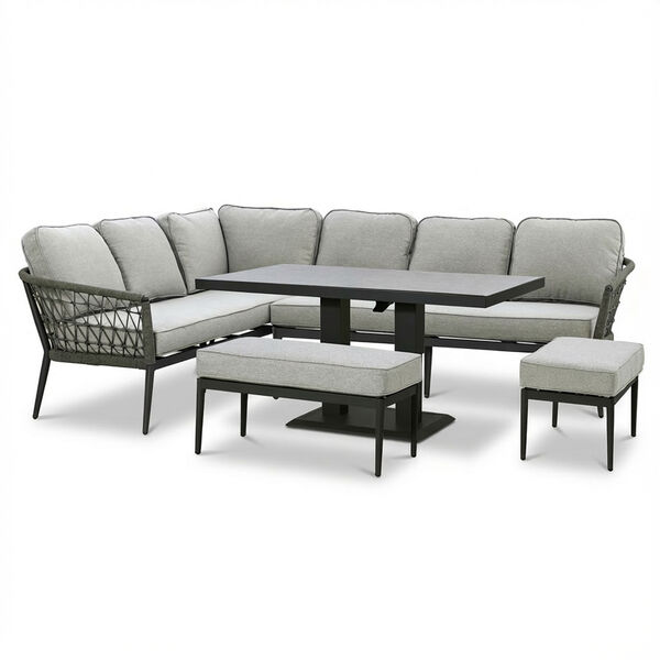 Monaco Rectangular Corner Dining Set with Rising Table - Ivy Green