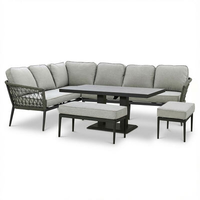 Monaco Rectangular Corner Dining Set with Rising Table - Ivy Green