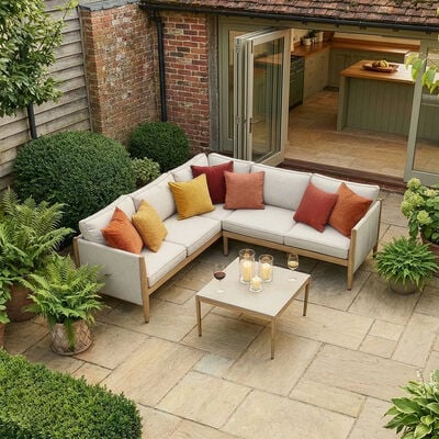 Burford Small Corner Sofa Set - With SeasonSure Cushions - Almond