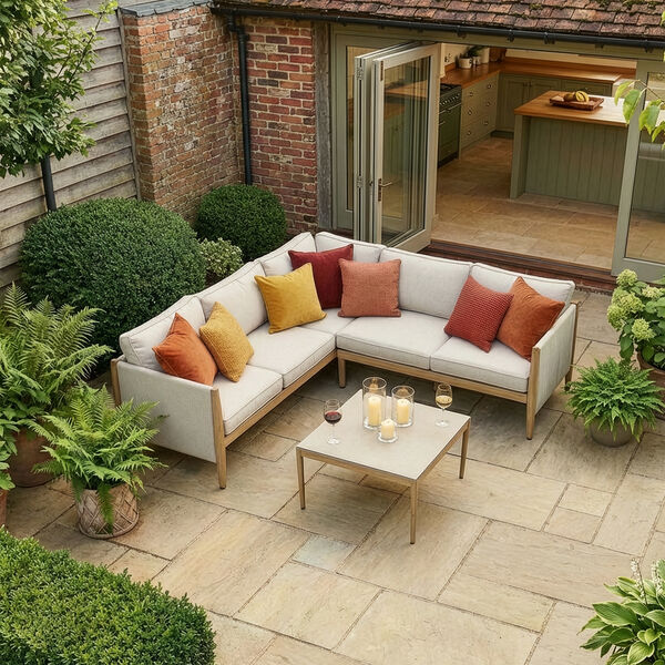 Burford Small Corner Sofa Set - With SeasonSure Cushions - Almond