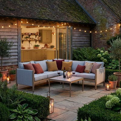 Burford Small Corner Sofa Set - With SeasonSure Cushions - Almond