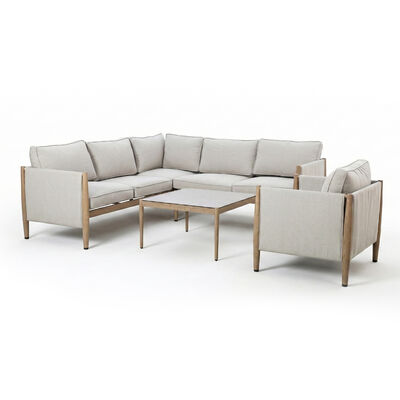 Burford Small Corner Sofa Set  with Arm Chair and SeasonSure Cushions - Almond