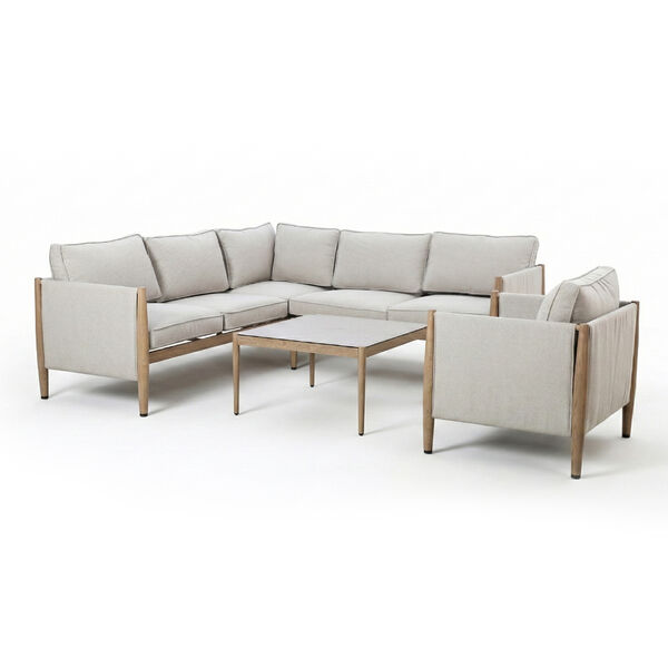 Burford Small Corner Sofa Set  with Arm Chair and SeasonSure Cushions - Almond