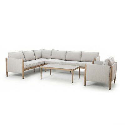 Burford Large Corner Sofa Set with Arm Chair and  SeasonSure Cushions - Almond