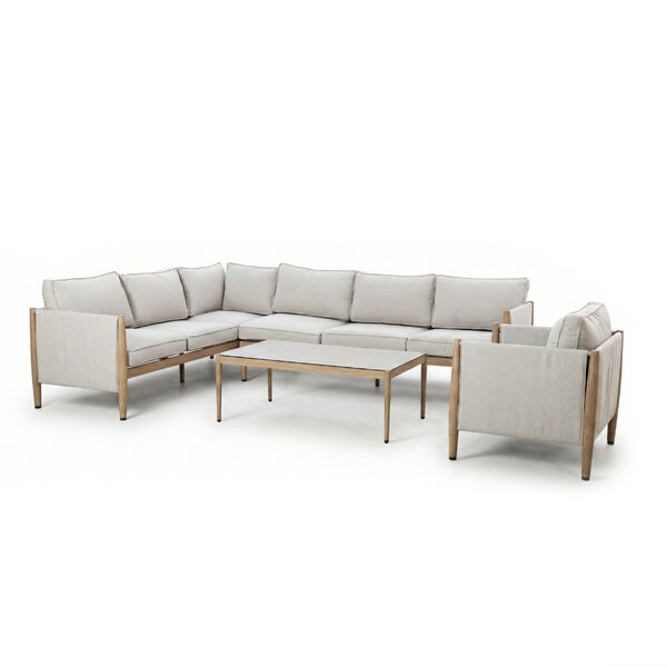 Burford Large Corner Sofa Set with Arm Chair and  SeasonSure Cushions - Almond