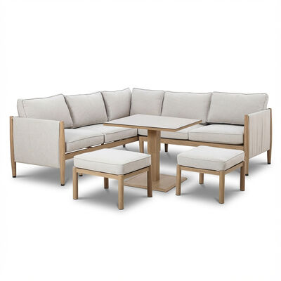 Burford Small Corner Dining Set With Rising Table - with SeasonSure Cushions - Almond