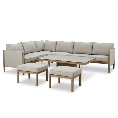 Burford Large Corner Sofa Set with Rising Table and SeasonSure Cushions - Almond