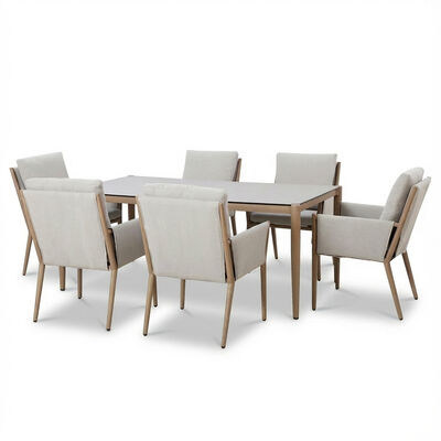 Burford 6 Seat Rectangular Dining Set with SeasonSure Cushions  - Almond