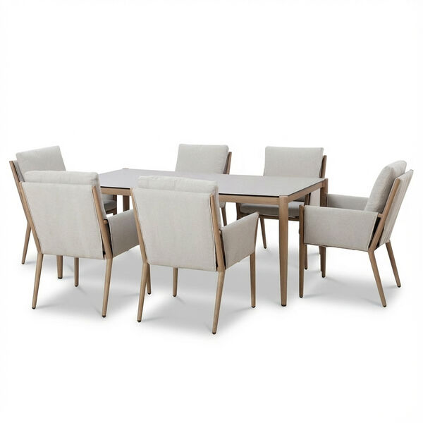 Burford 6 Seat Rectangular Dining Set with SeasonSure Cushions  - Almond