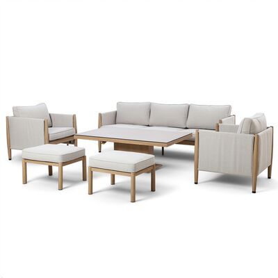 Burford 3 Seat Sofa  Dining Set With Rising Table - with  SeasonSure Cushions - Almond