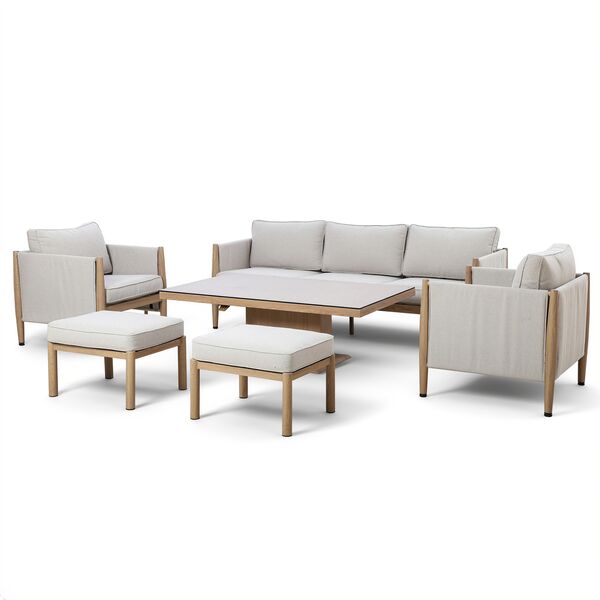 Burford 3 Seat Sofa  Dining Set With Rising Table - with  SeasonSure Cushions - Almond