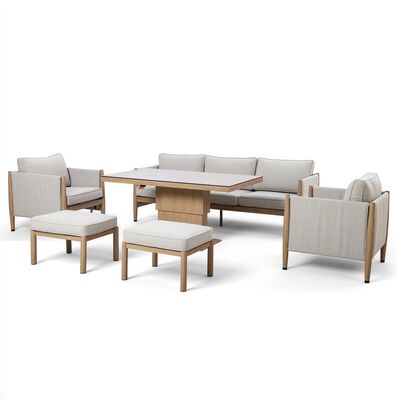 Burford 3 Seat Sofa  Dining Set With Rising Table - with  SeasonSure Cushions - Almond
