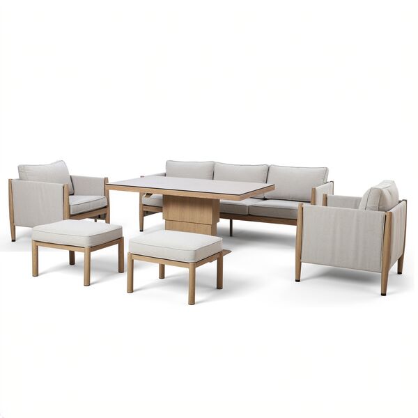 Burford 3 Seat Sofa  Dining Set With Rising Table - with  SeasonSure Cushions - Almond