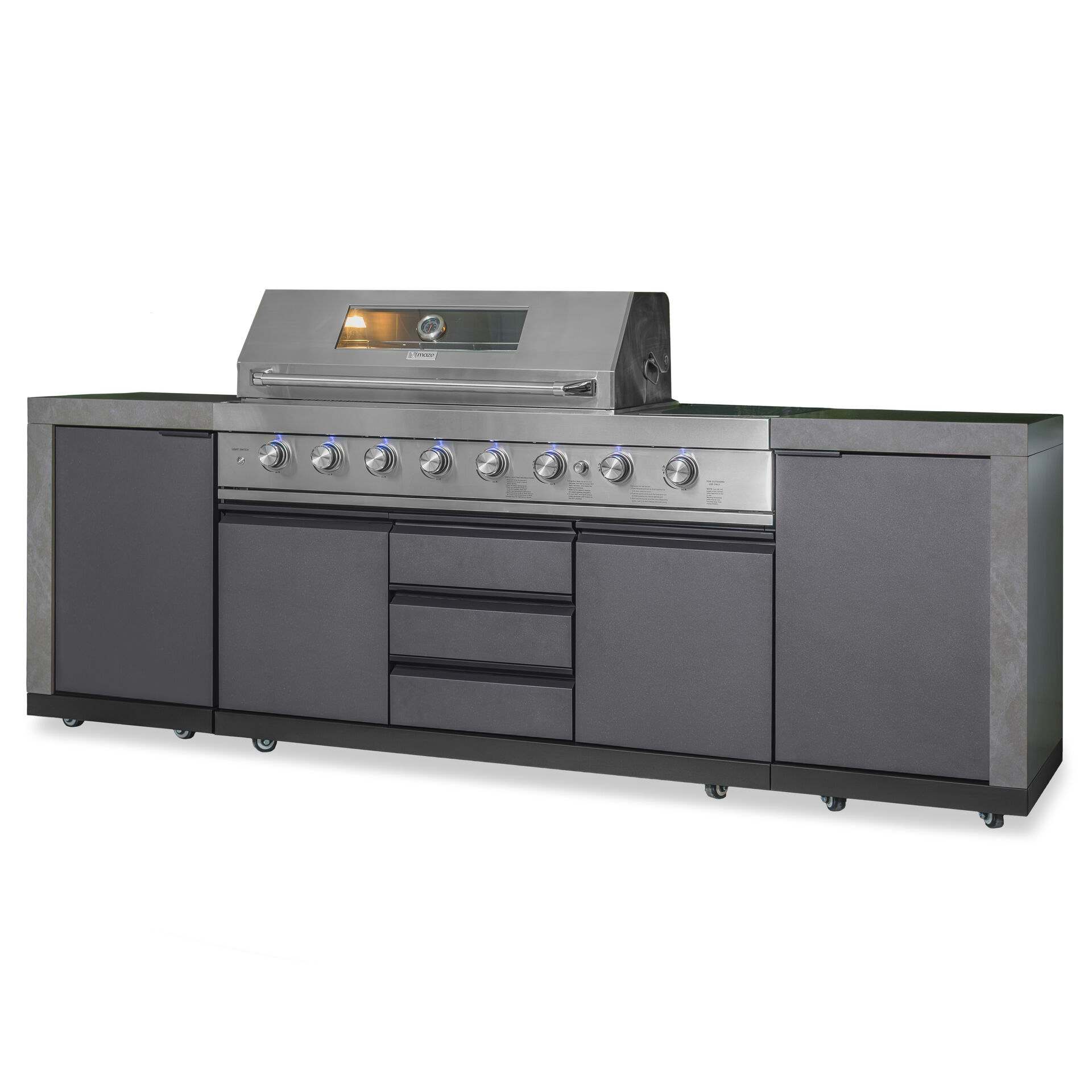 Maze Ember Linear Outdoor Kitchen With Gas BBQ & Cupboards