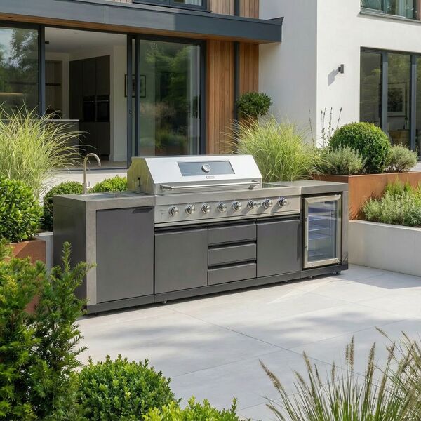 Maze Ember Linear Outdoor Kitchen Gas BBQ with Sink and Fridge