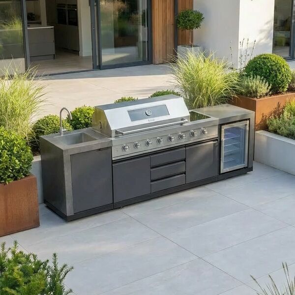Maze Ember Linear Outdoor Kitchen Gas BBQ with Sink and Fridge