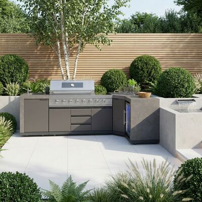 Maze Ember Outdoor Kitchen Corner Gas BBQ with Sink and Fridge