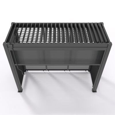 Como Free Standing BBQ Shelter with LED Lights - with Back Panel Side Louvre annd Blind- Grey