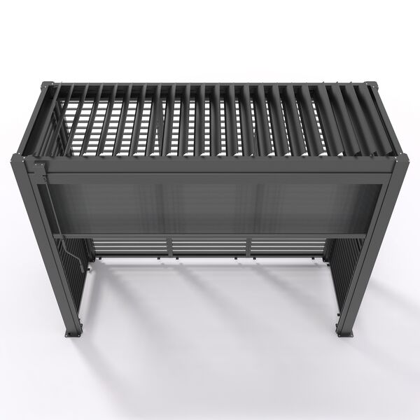 Como Free Standing BBQ Shelter with LED Lights - with Back Panel Side Louvre annd Blind- Grey