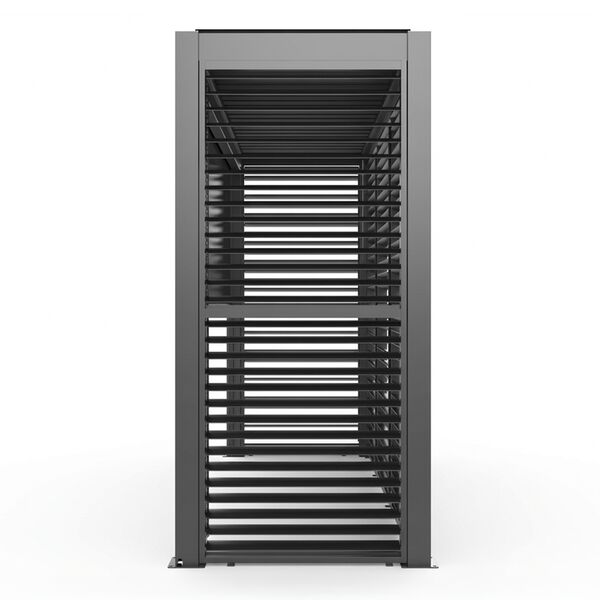 Como Free Standing BBQ Shelter with LED Lights - with Back Panel Side Louvre annd Blind- Grey