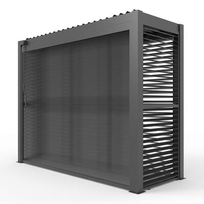 Como Free Standing BBQ Shelter with LED Lights - with Back Panel Side Louvre annd Blind- Grey