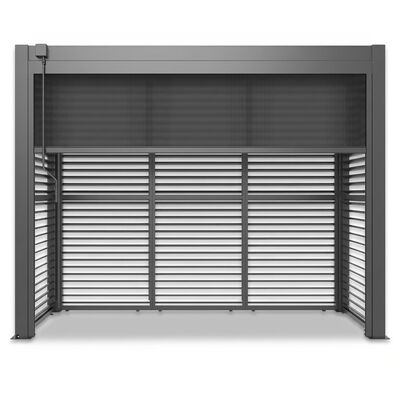 Como Free Standing BBQ Shelter with LED Lights - with Back Panel Side Louvre annd Blind- Grey