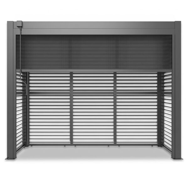 Como Free Standing BBQ Shelter with LED Lights - with Back Panel Side Louvre annd Blind- Grey