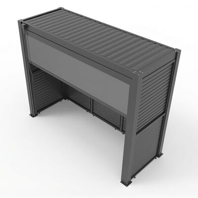 Como Free Standing BBQ Shelter with LED Lights - with Back Panel Side Louvre annd Blind- Grey