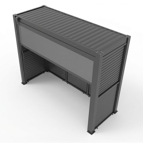 Como Free Standing BBQ Shelter with LED Lights - with Back Panel Side Louvre annd Blind- Grey