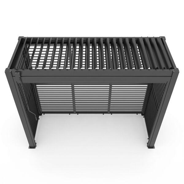 Como Free Standing BBQ Shelter with LED Lights - with Back Panel Side Louvre annd Blind- Grey