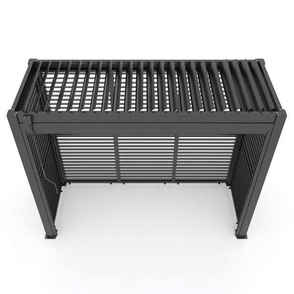 Como Free Standing BBQ Shelter with LED Lights - with Back Panel Side Louvre annd Blind- Grey