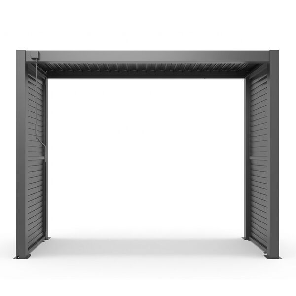 Como Free Standing BBQ Shelter with LED Lights - Side Louvre and Blind - Grey