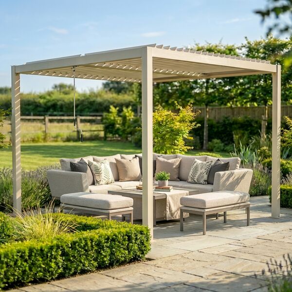 Como Pergola Aluminium Square 30x30 Frame Only - Latte