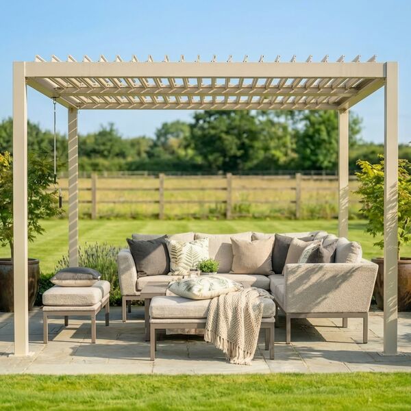 Como Pergola Aluminium Square 30x30 Frame Only - Latte