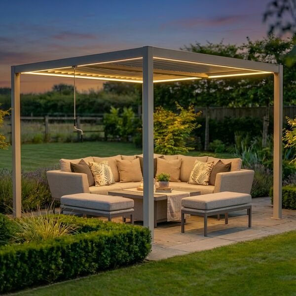 Como Pergola Aluminium Square 30x30 Frame Only - Latte