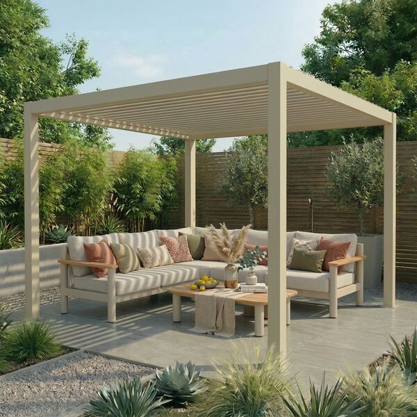 Jupiter Pergola Aluminium Rectangular 30x30 - Frame Only - Latte