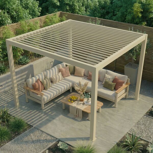 Jupiter Pergola Aluminium Rectangular 30x30 - Frame Only - Latte