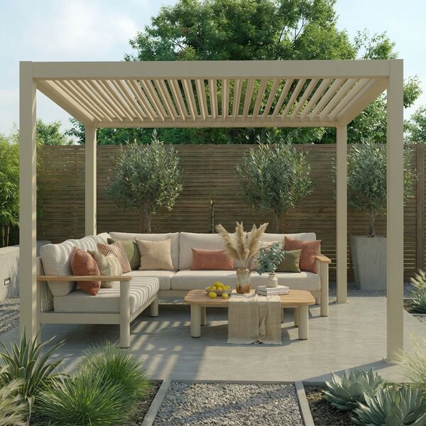 Jupiter Pergola Aluminium Rectangular 30x30 - Frame Only - Latte