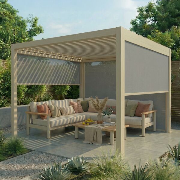 Jupiter Pergola Aluminium Rectangular 30x30 - Frame Only - Latte