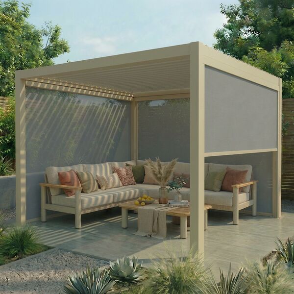Jupiter Pergola Aluminium Rectangular 30x30 - Frame Only - Latte