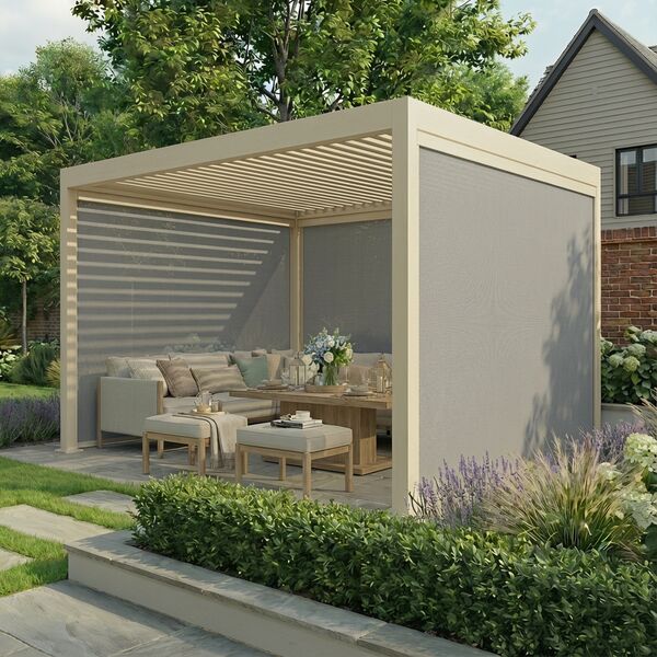 Jupiter Pergola - Zip Blind For 4m Side - Latte