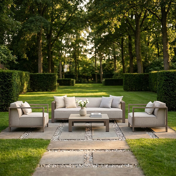 Ibiza 3 Seat Sofa Set With Square Coffee Table - Latte
