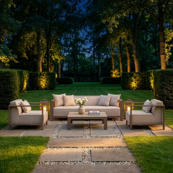 Ibiza 3 Seat Sofa Set With Square Coffee Table - Latte