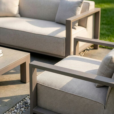 Ibiza 3 Seat Sofa Set With Square Coffee Table - Latte
