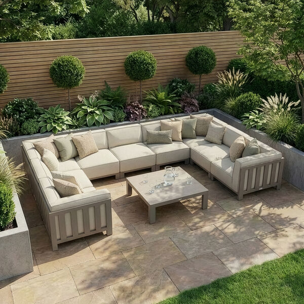 Ibiza U Shape Sofa Set With Square Coffee Table - Latte