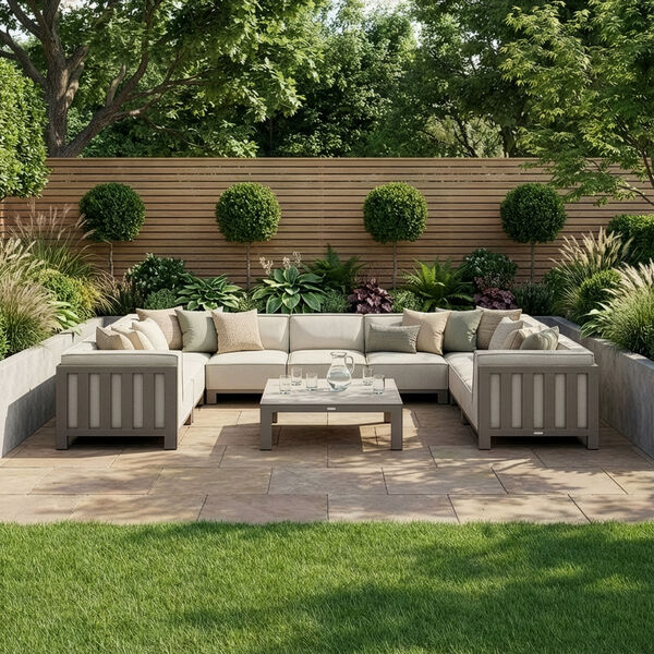 Ibiza U Shape Sofa Set With Square Coffee Table - Latte