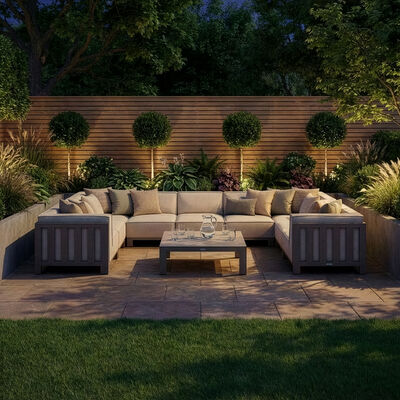 Ibiza U Shape Sofa Set With Square Coffee Table - Latte